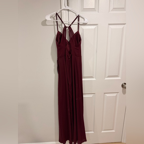 Azazie Burgundy Backless Dress - Picture 4 of 5